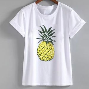 Pineapple Graphic Short Sleeve Tee Shirt